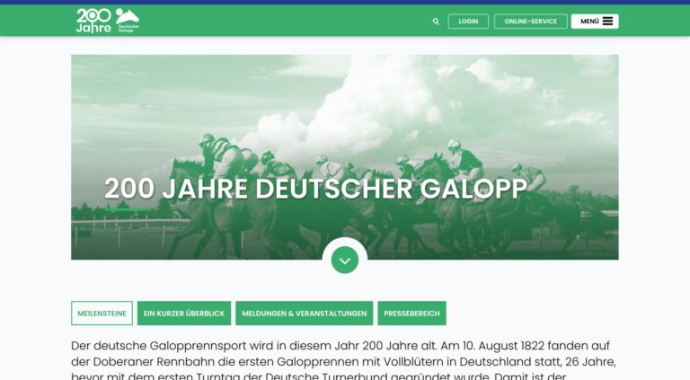 200 Jahre Deutscher Galopp – Überblick im Internet