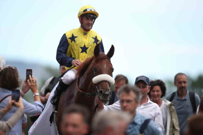 Olivier Peslier im Sattel von Amazing Grace Olivier Peslier im Sattel von Amazing Grace