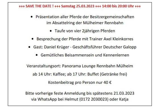 Muelheimer Turfsyndikate präsentieren ihre Pferde Muelheimer Turfsyndikate präsentieren ihre Pferde