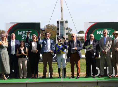 Siegerehrung nach Goliaths Triumph im WETTSTAR.de 155. Grosser Preis von Baden