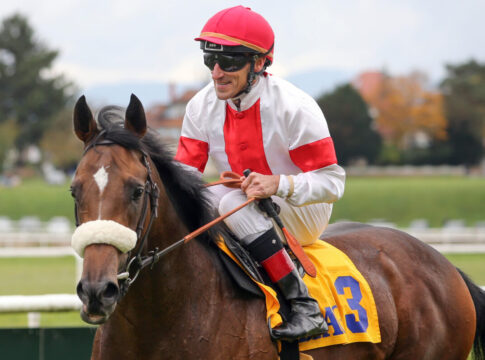 Iffezheim, Loucas mit Andrasch Starke nach dem Sieg im Ferdinand Leisten-Memorial
