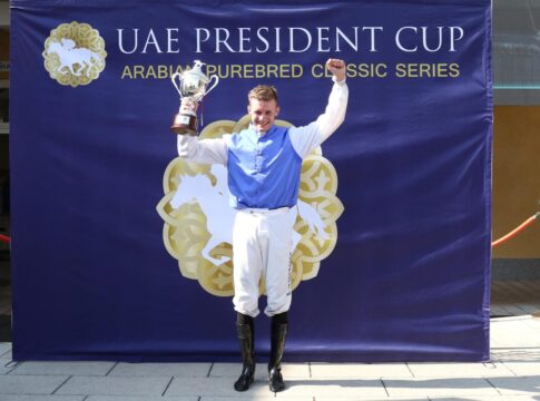 Kobe Vanderbeke nach dem Sieg in The President of the United Arab Emirates Cup 2024 in Baden-Baden