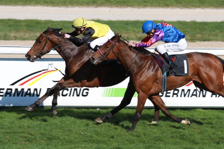 Fährhoferin La Saldana tragend von Justify