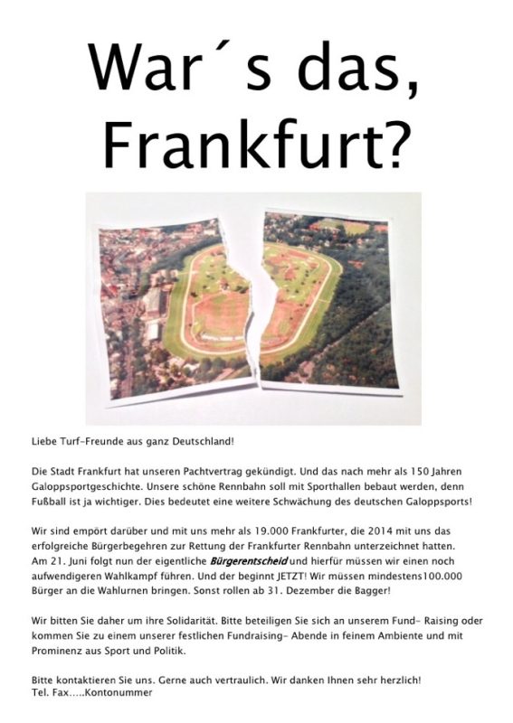 Damit die Rettung gelingt: Ein Lied für die Rennbahn